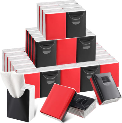 50 Pañuelos viaje rojos y negros mini bolsillo regalo fiesta