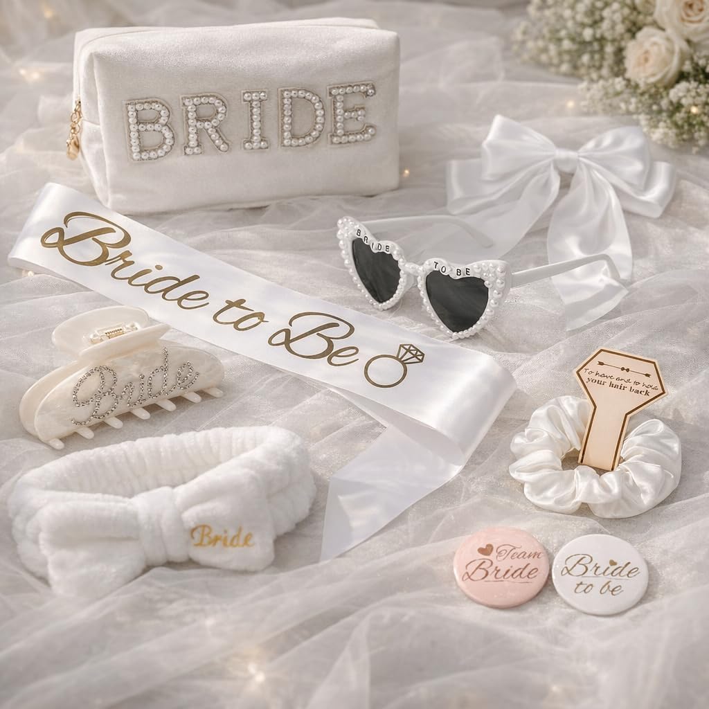 Juego regalo novia bolsa maquillaje clásica blanco