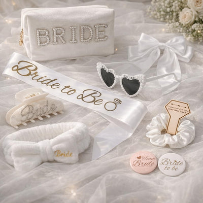 Juego regalo novia bolsa maquillaje clásica blanco