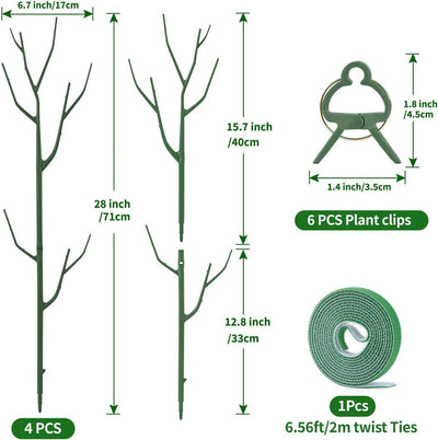 4 Pzas Estacas Soporte Plantas 28pulg con Postes y Clips