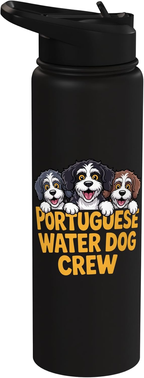 Botella de agua acero inoxidable con perro curly PWD