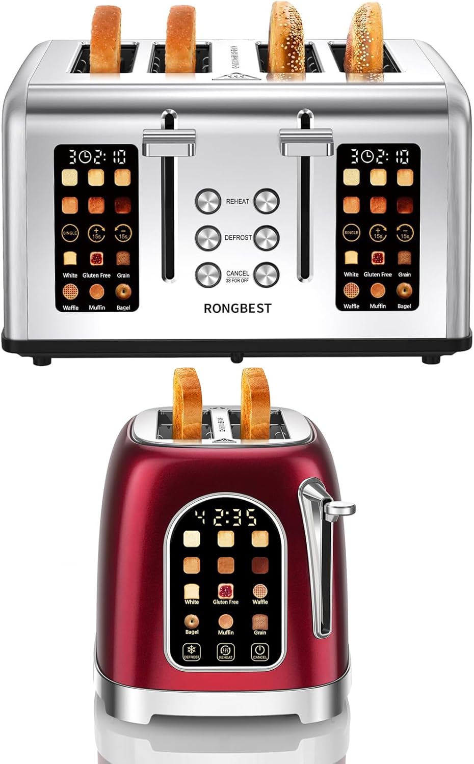 Tostador Acero Inox 2 Rebanadas Pantalla Táctil