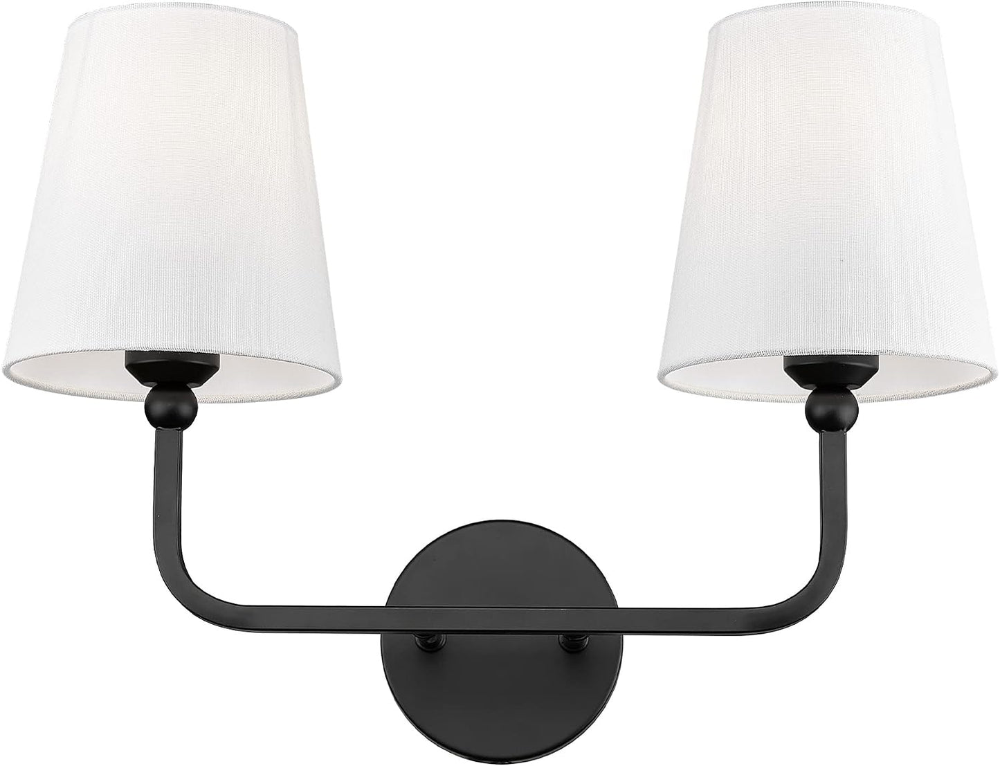 Lámpara baño 2 luces aplique doble pared tela blanca