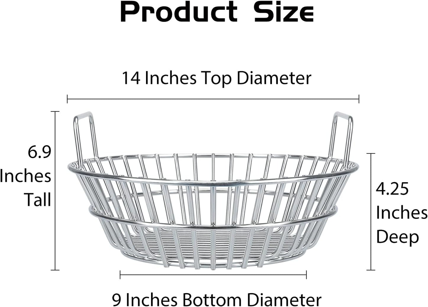 Cesta carbón acero inox 14pulg para huevo verde