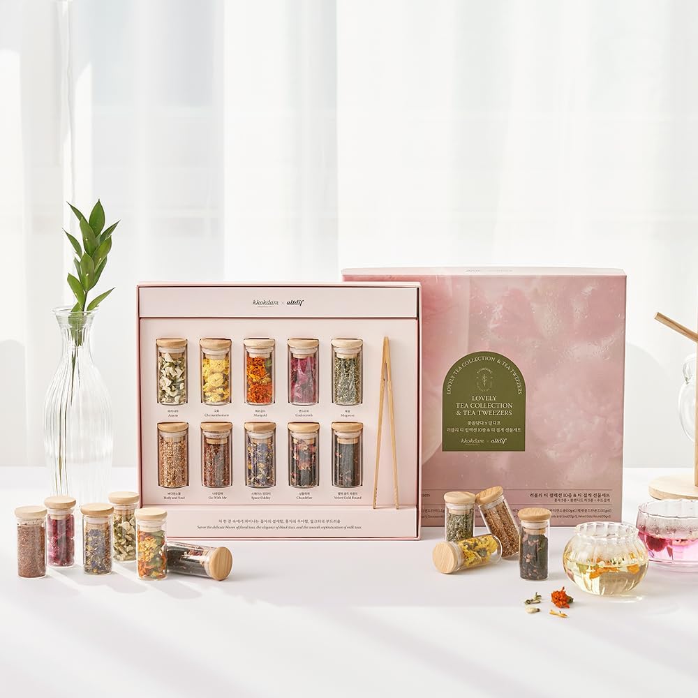 Set 10 muestras té con pinzas madera y flores caja regalo