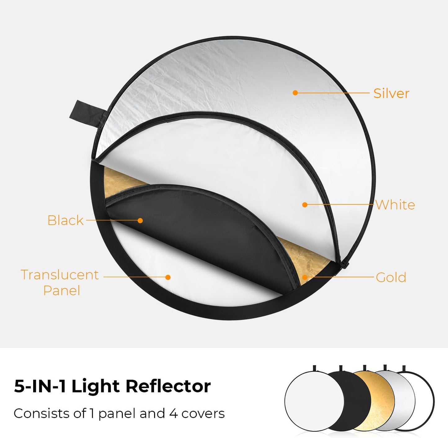 Reflector luz 5en1 plegable estudio exterior