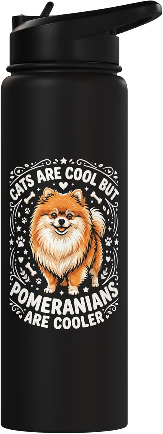 Botella agua acero inox aislada para perros Pomerania