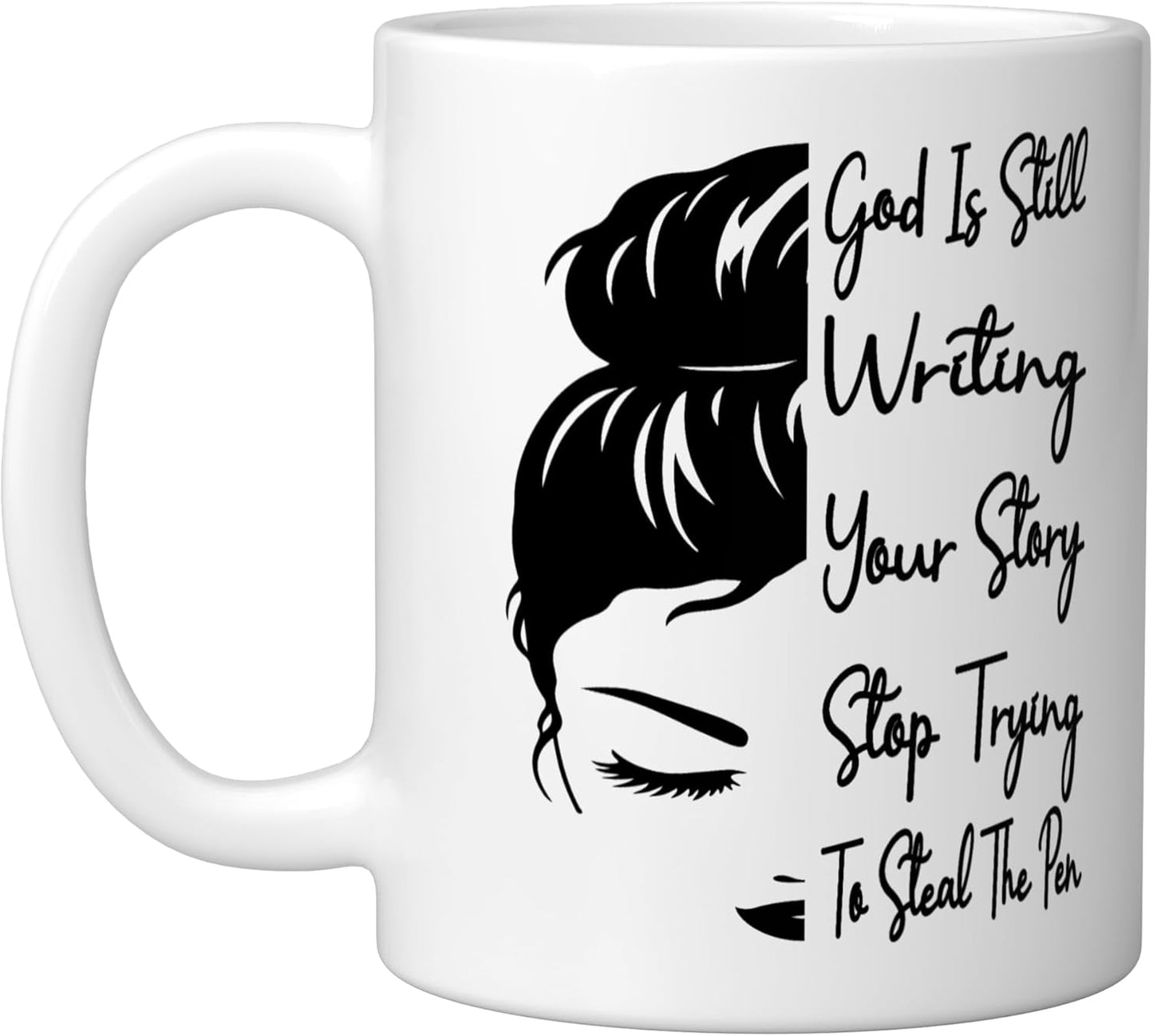 Taza cerámica God Is Still Writing Your Story Deja de intentar robar el bolígrafo