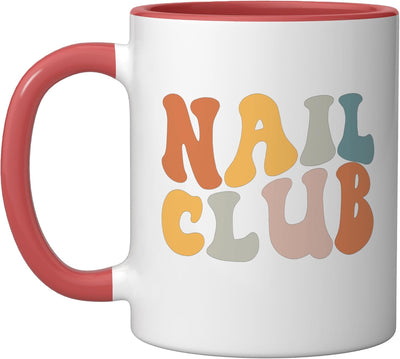 Taza cerámica para uñas Nail Club roja/blanca