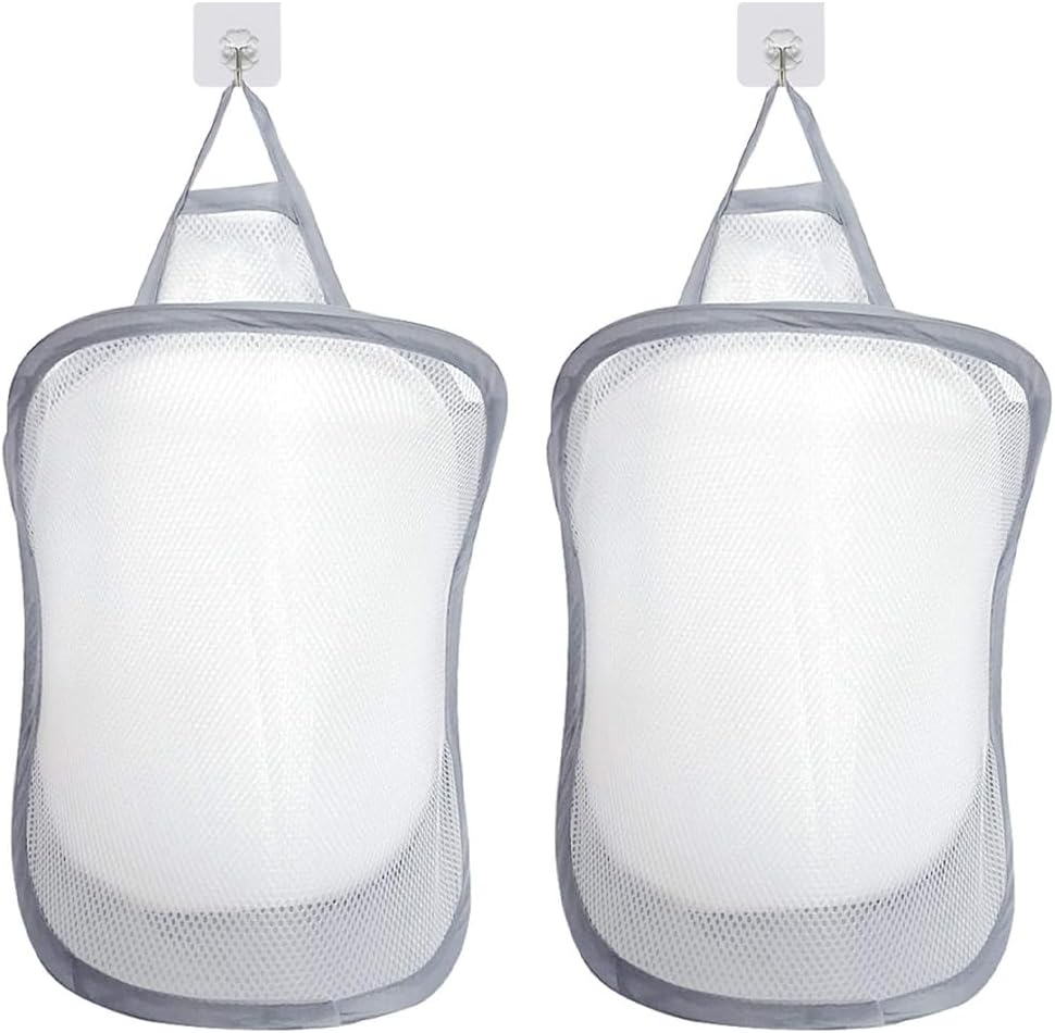 2 Cestas Plegables Ropa Sucia Asa Malla Gris