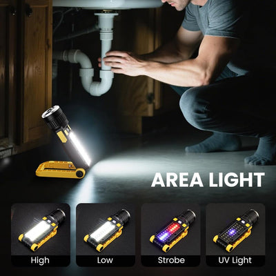Luz trabajo magnética LED recargable 7 modos USB camping caza