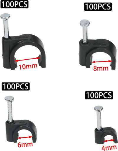 400 Clips Cable Negro Clavos Para Coaxial RG6 RG59 CAT6