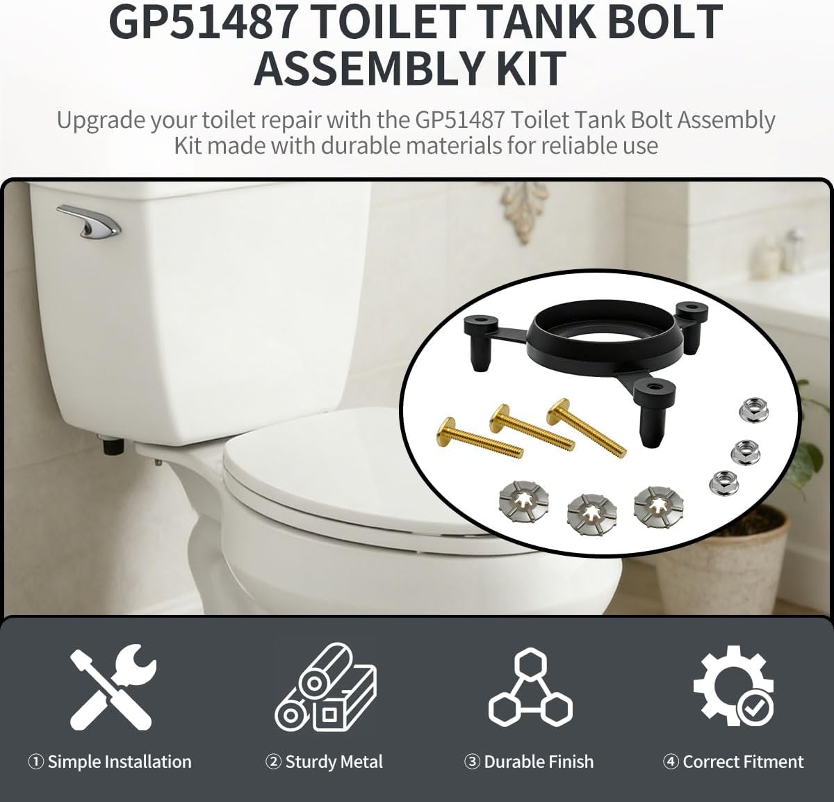 Kit montaje pernos junta para tanque inodoro Kohler GP51487