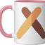 Taza cerámica brasileña cubana musical con claves pink/white