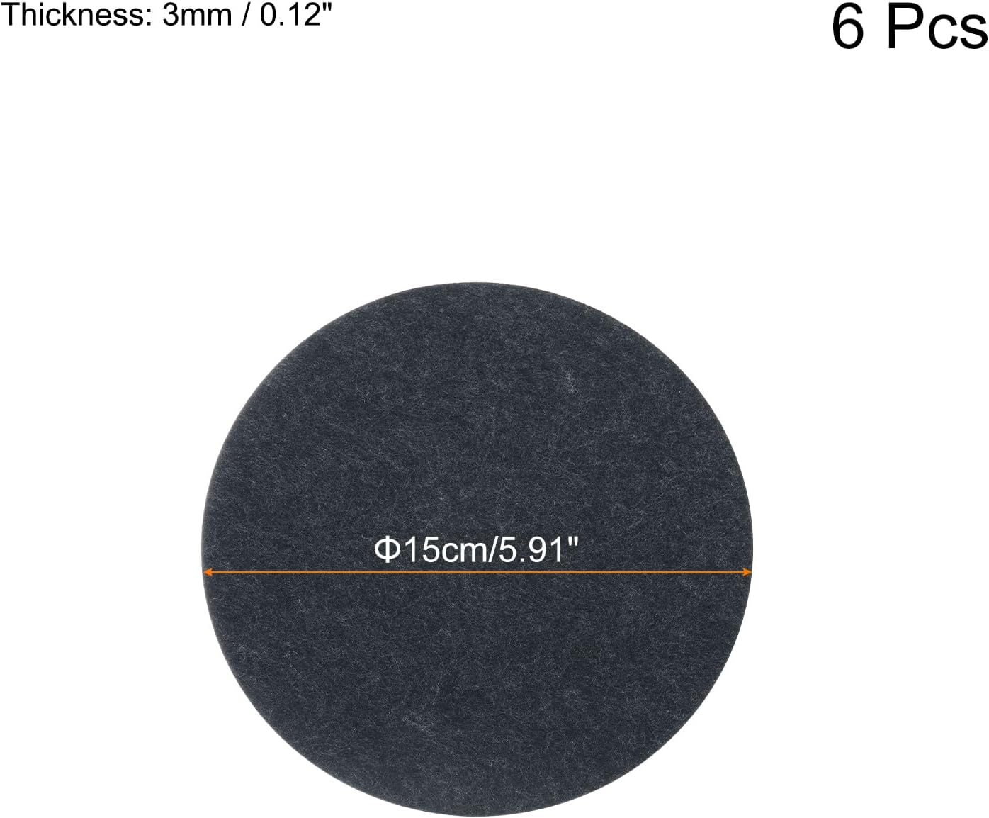 6 Pzas Posavasos Fieltro Reversible Absorbente Gris