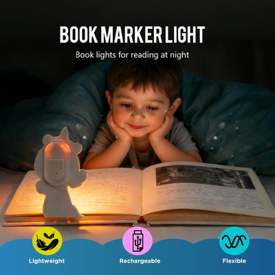 Marcapáginas con luz LED recargable 3 colores para niños