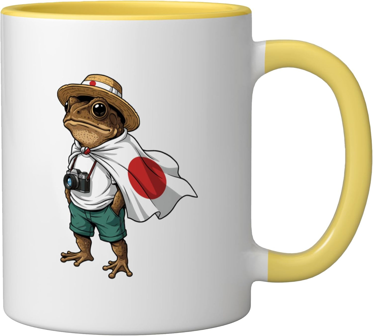 Taza Cerámica Bandera Japón Amarillo Blanco