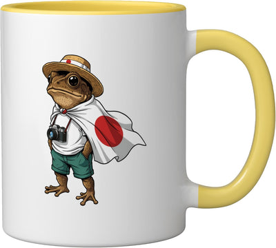 Taza Cerámica Bandera Japón Amarillo Blanco