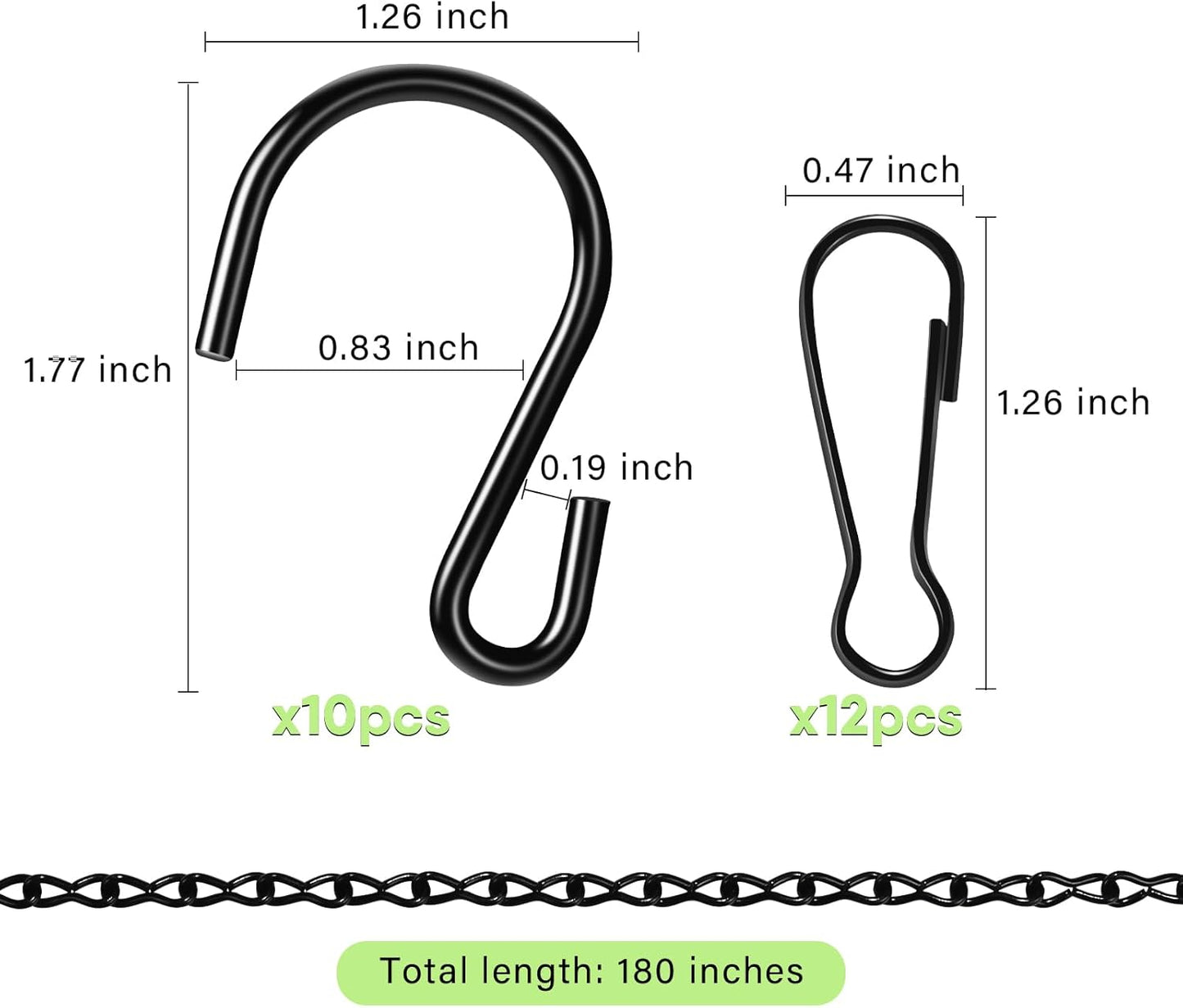 Cadenas colgantes metal 180pulg con ganchos para cestas