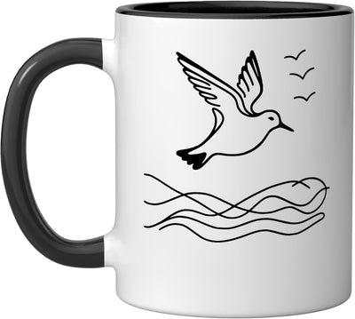 Taza cerámica Dunlin Line Art Birdwatcher negra/blanca