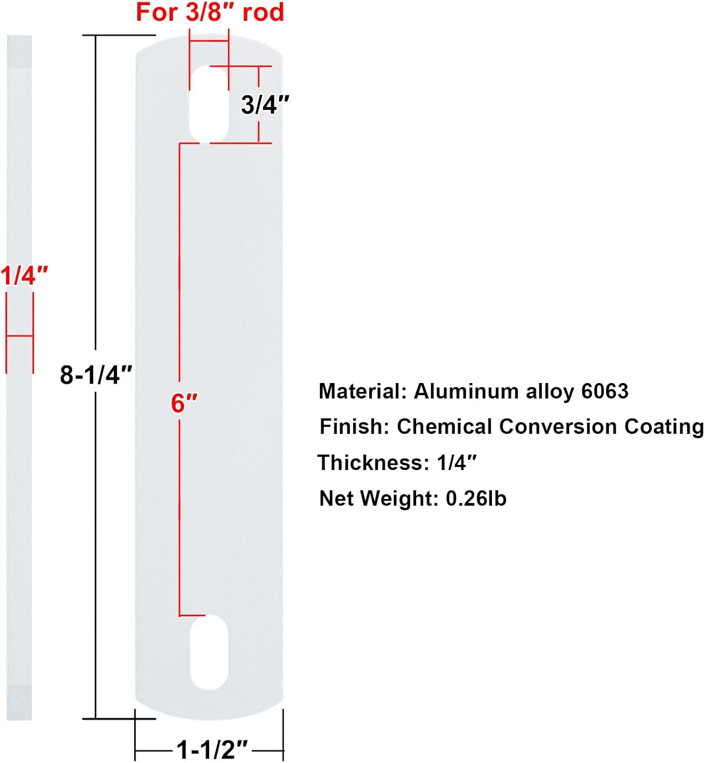 4 Pzas U-Bolt Aluminio para Marco 3/8x6