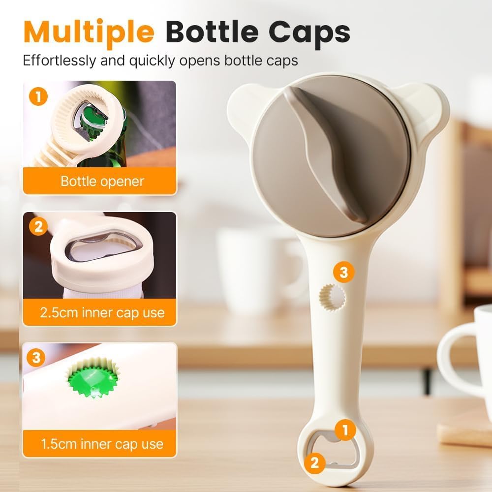 Abrelatas retráctil multifuncional para tarros y botellas de acero inoxidable