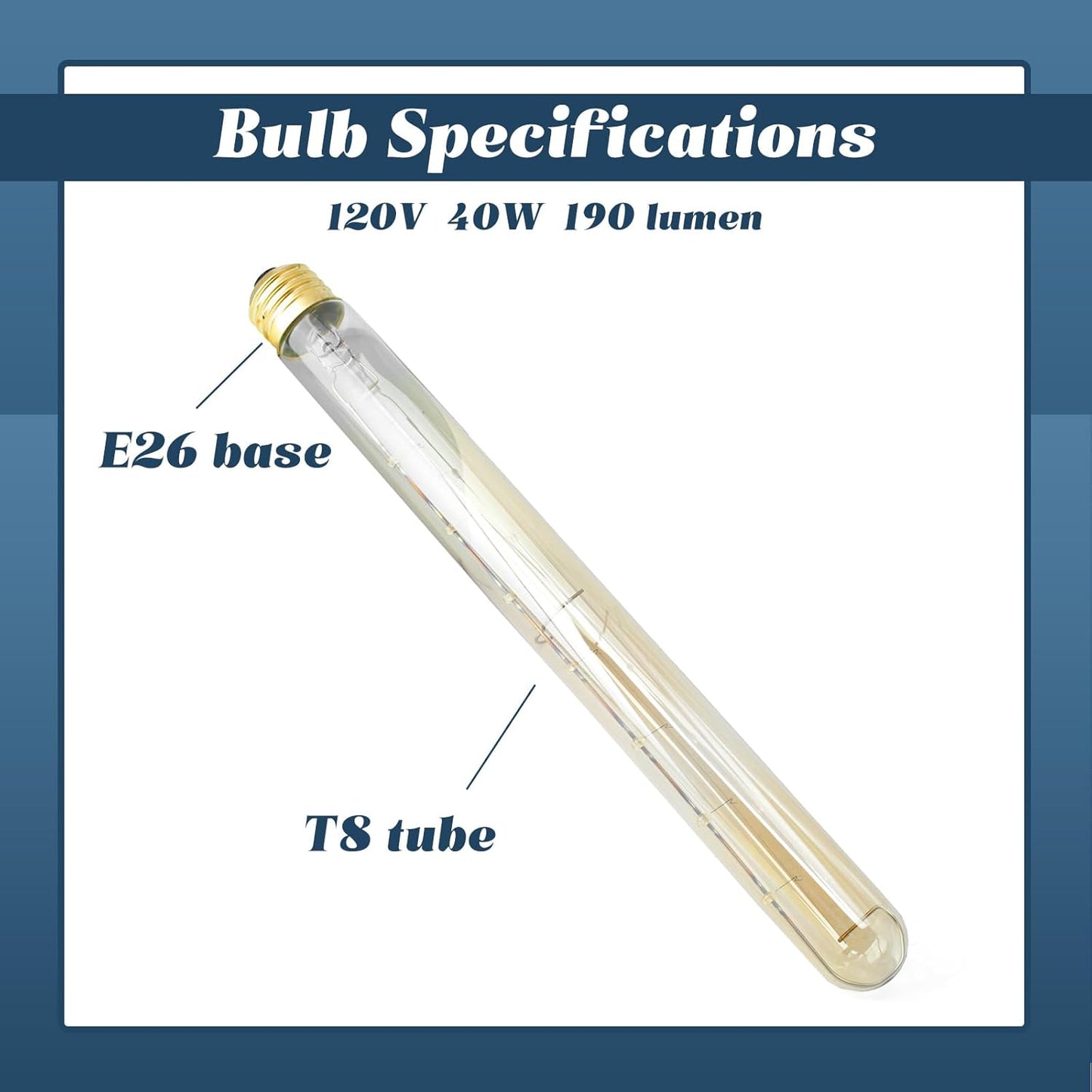 4 Bombillas T8 E26 2700K 11pulg Blanca