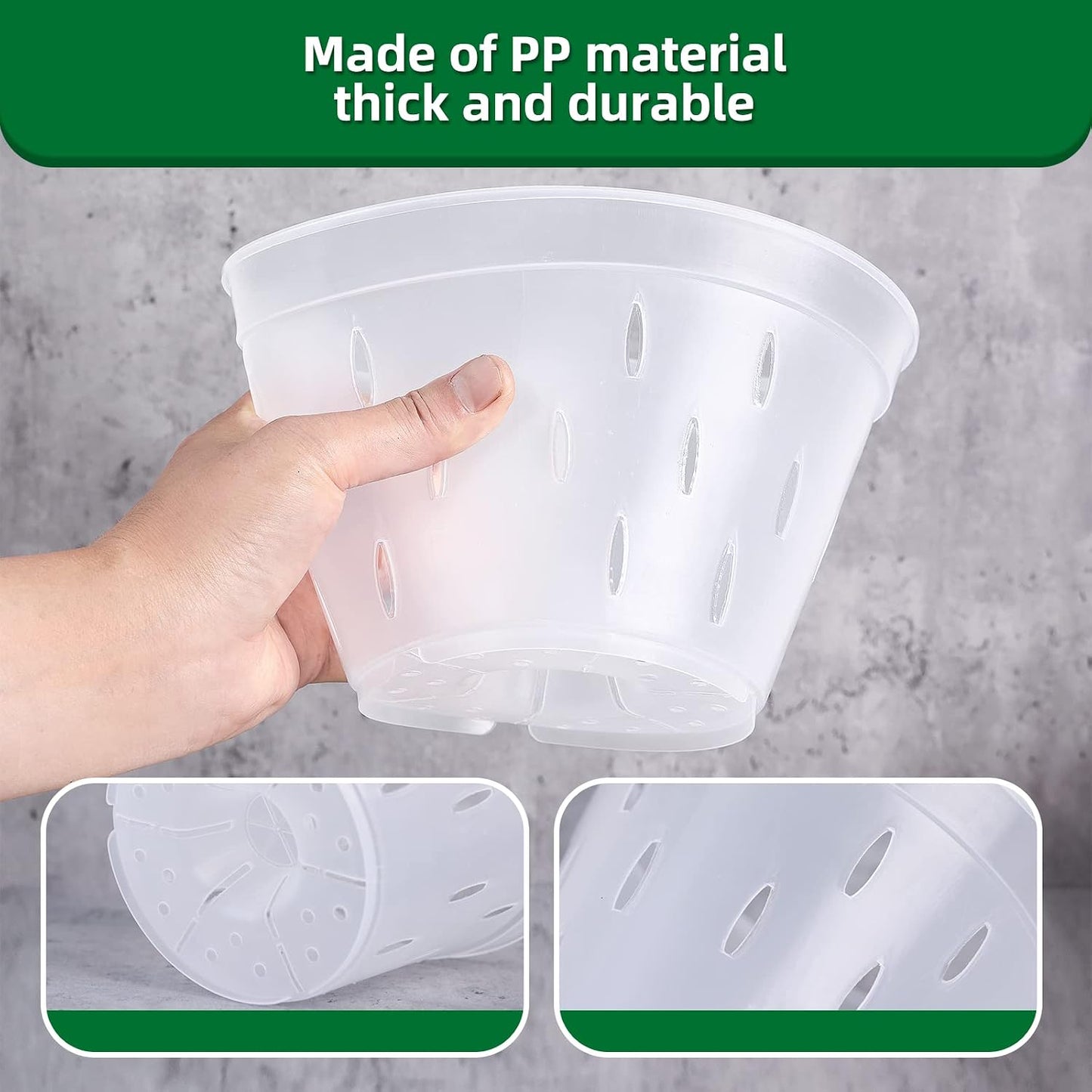 Macetas plástico orquídea 7pulg set 5 transparentes