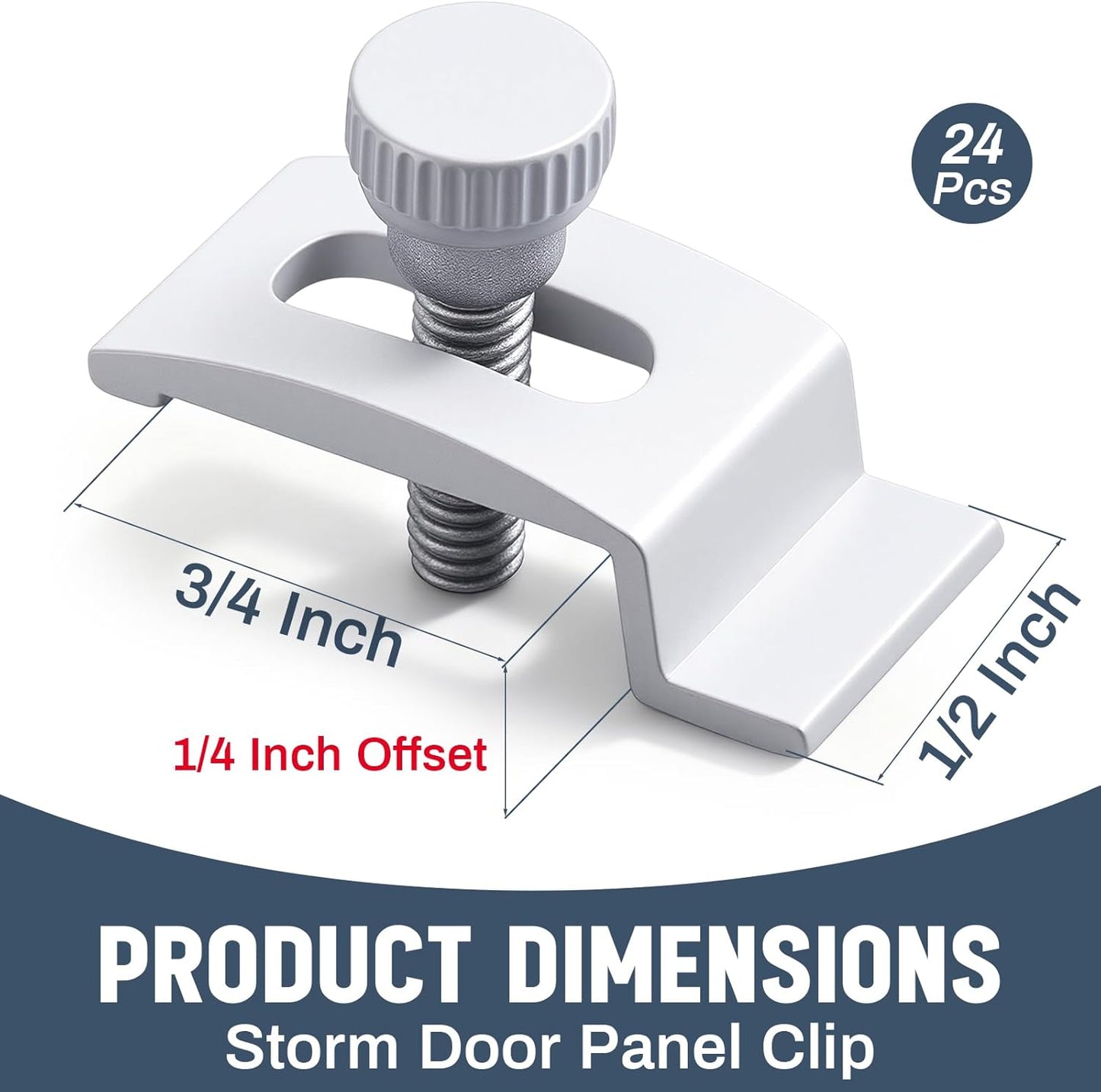 24 Pzas Clip Ventana Aluminio 1/4pulg Blanco