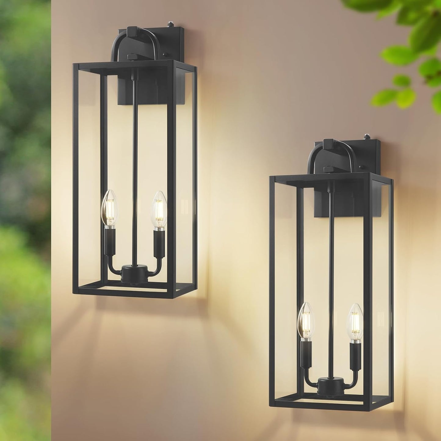 Lámpara exterior E12 aplique pared 20pulg negra impermeable