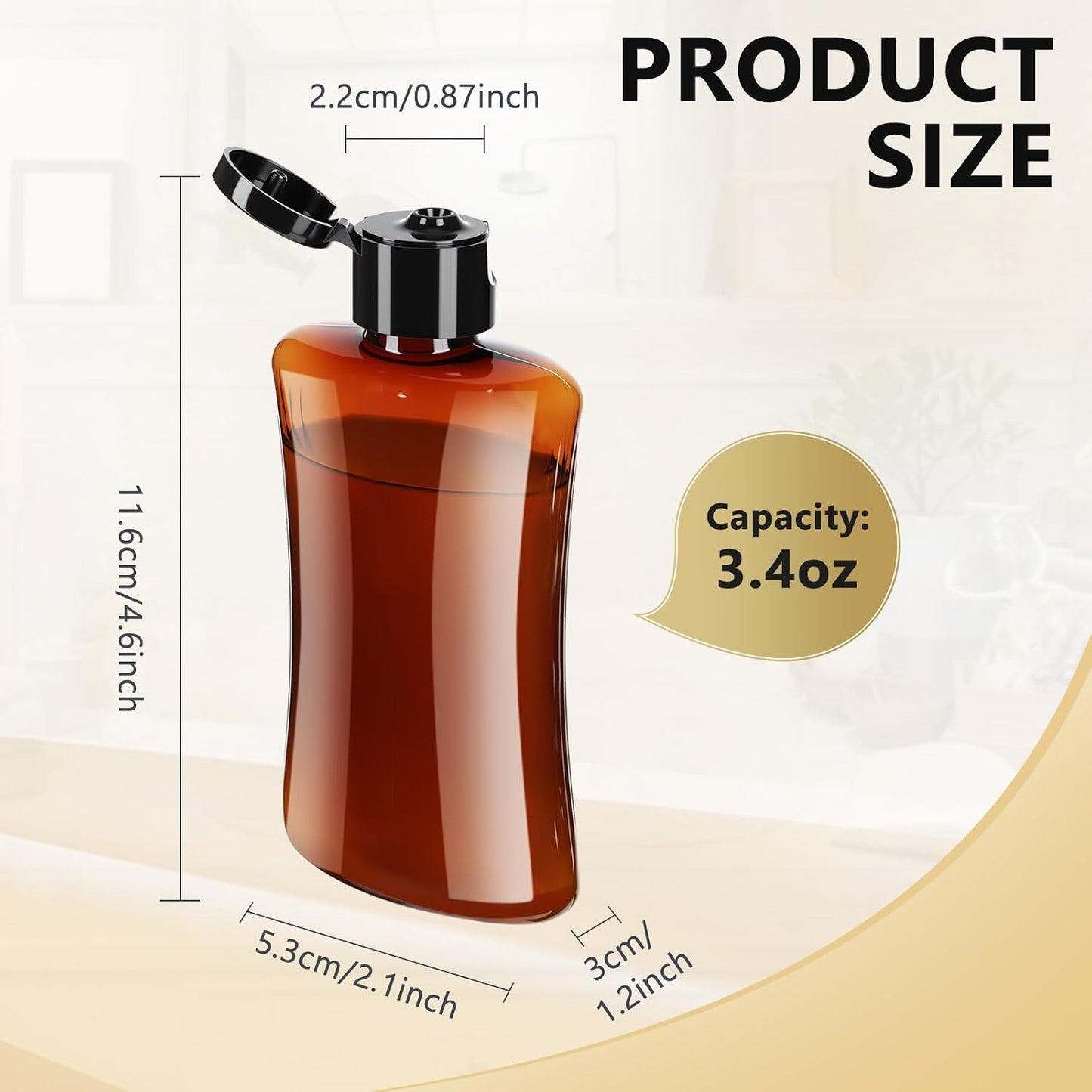 Botella viaje 3.4oz plástico tapa abatible a prueba fugas