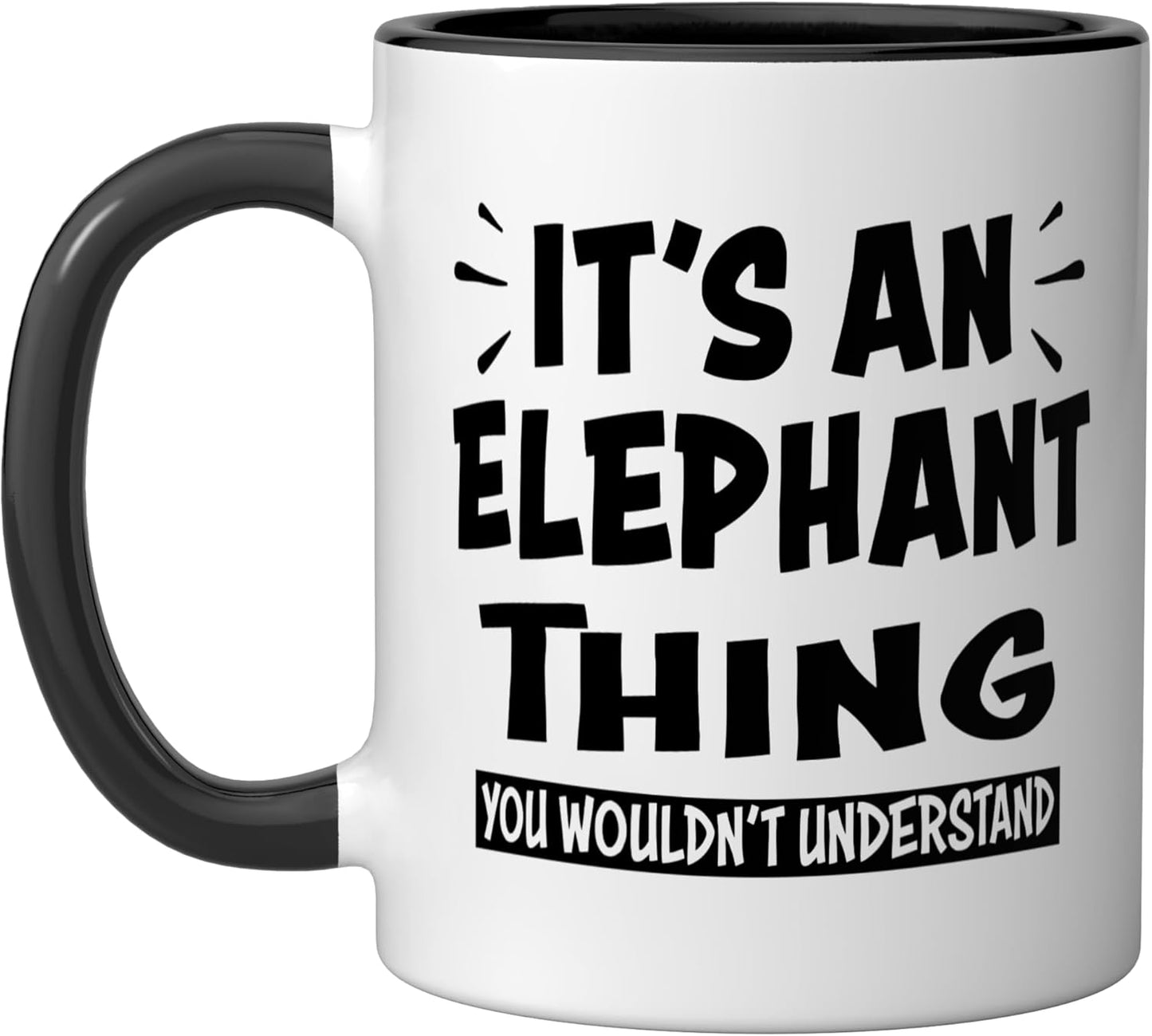 Taza de cerámica para amantes de animales ELEPHANT negra/blanca