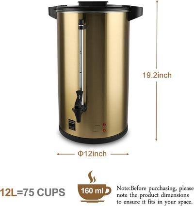 Cafetera 12L dispensador 75 tazas percolador fritadora 20L 3500W