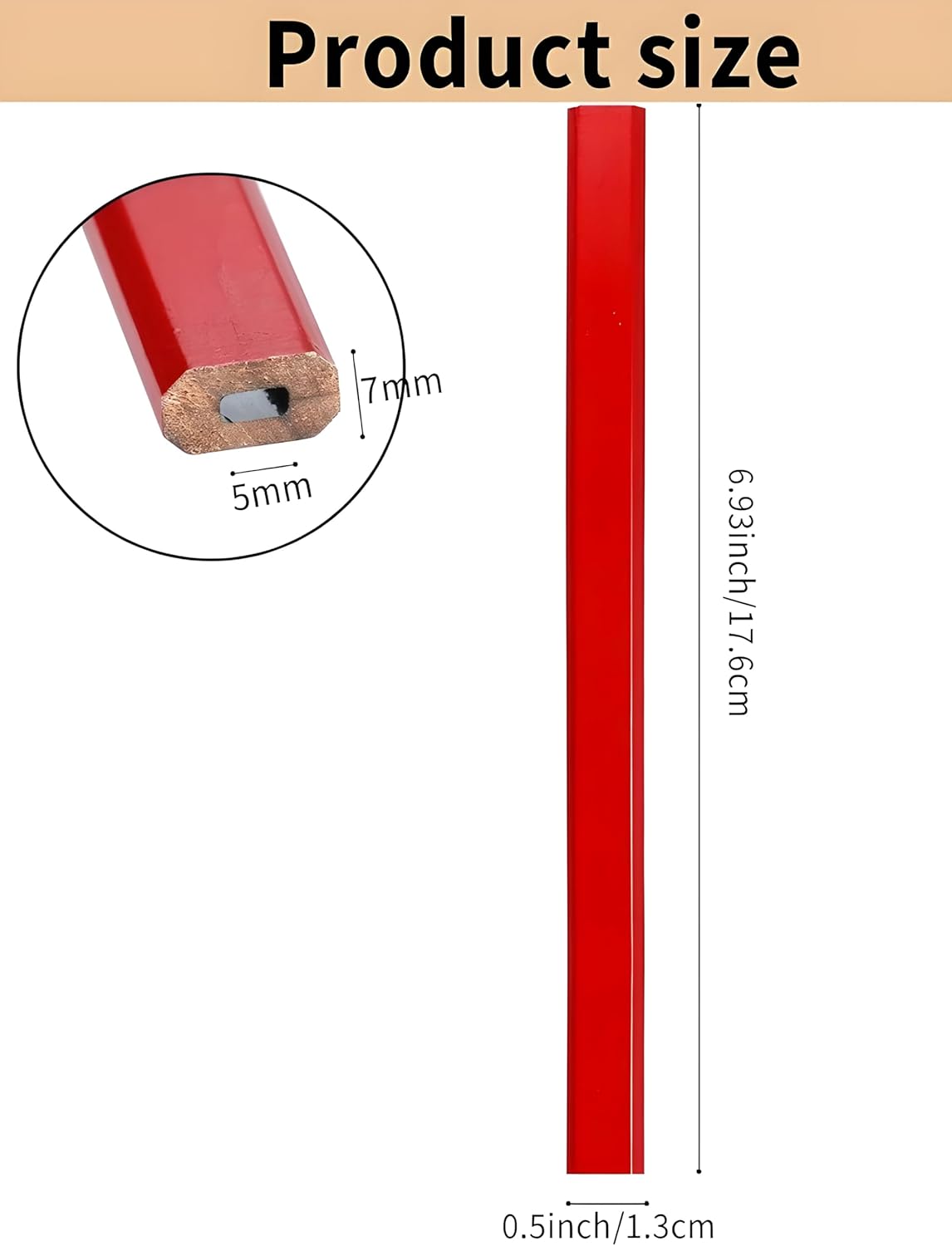 Set 20 Lápices Carpintería Rojos con Sacapuntas