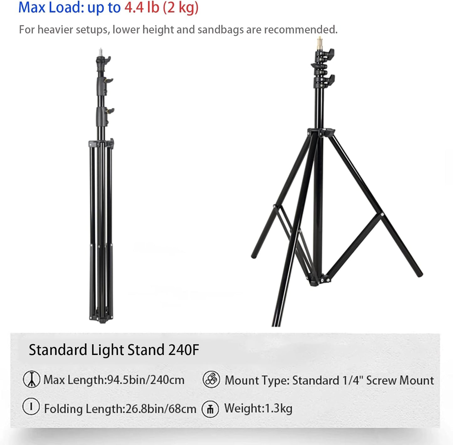 Soporte luz aluminio ultraligero 94.5pulg plegable