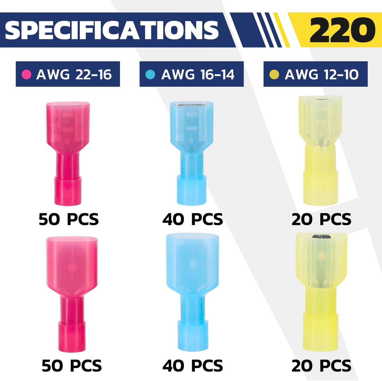 Kit 220 Pzas Conectores Crimpado Cable Eléctrico Vehículo
