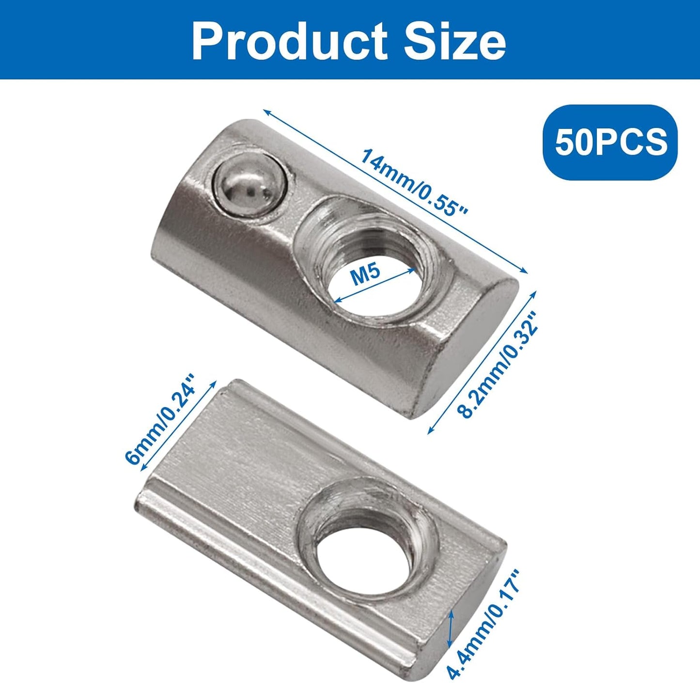 50 Tuercas En T M5 Serie 2020 para Extrusión Aluminio