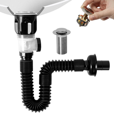 Kit drenaje baño tubo flexible con tapón y colador