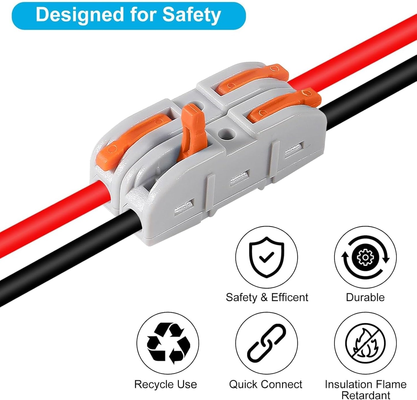Conectores cable palanca 50unid 1en1 salida naranja