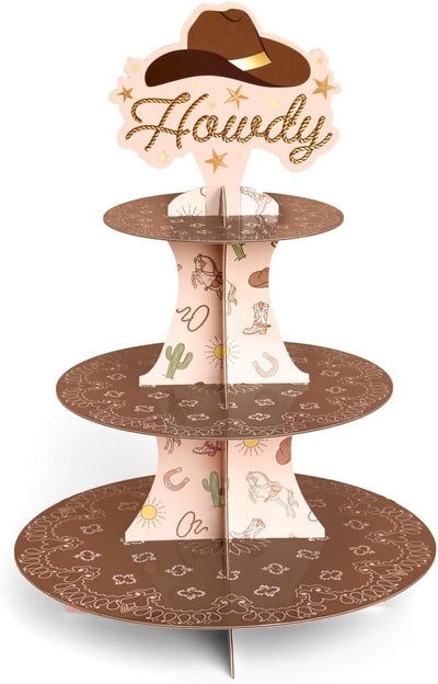 Soporte para cupcakes occidentales 3 niveles fiesta de vaquero
