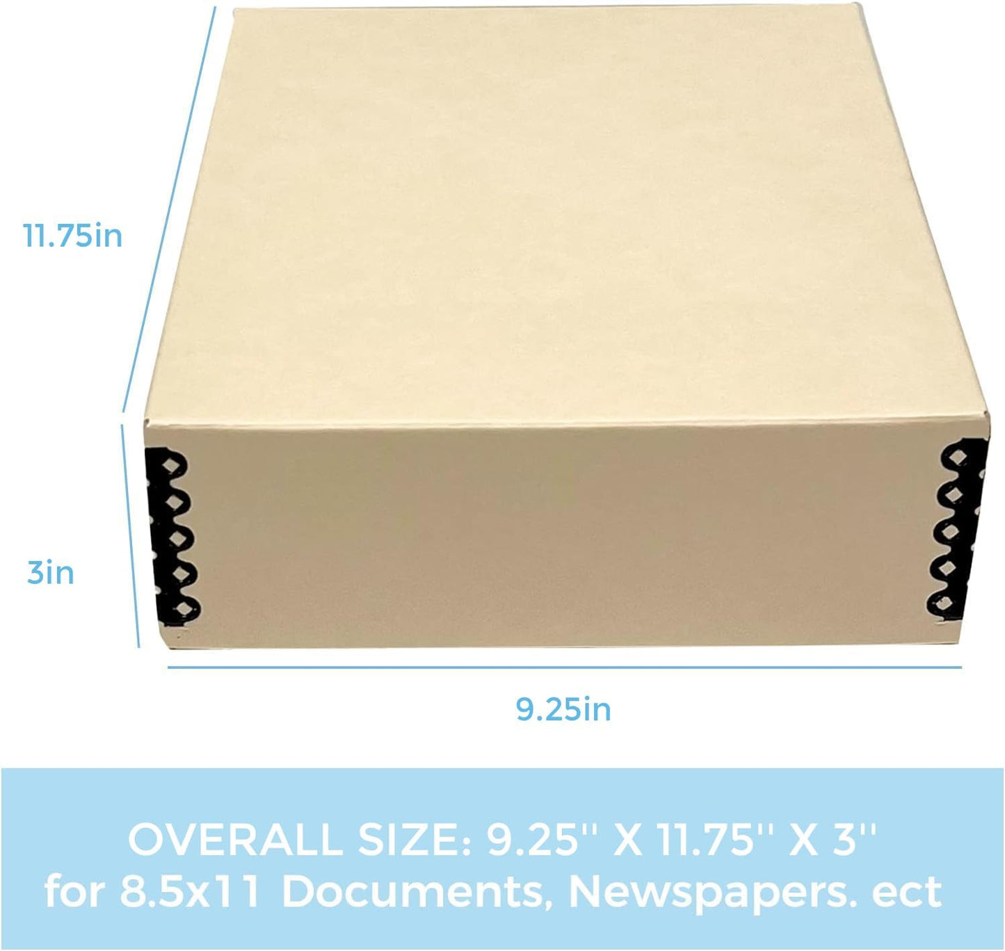 Caja almacenamiento archivos 9.25x11.75x3pulg sin ácidos