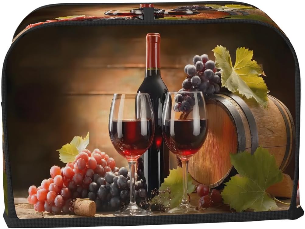 Cubierta para tostadora 2 rebanadas uvas pan vino ligera con gancho lavable