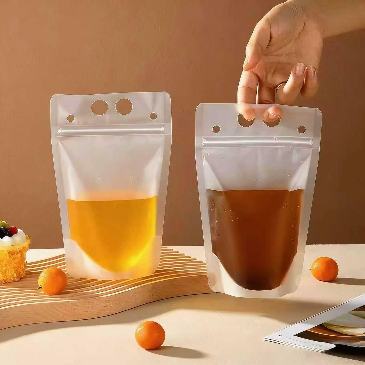 Bolsas de bebida con pajita reutilizables 17 oz para fiestas y cócteles