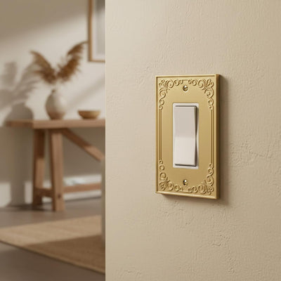 Placa interruptor basculante metal dorado cepillado decoración GFCI