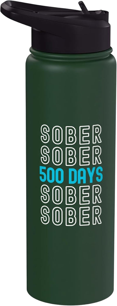 Botella de agua acero inoxidable aislada 500 días sobrio