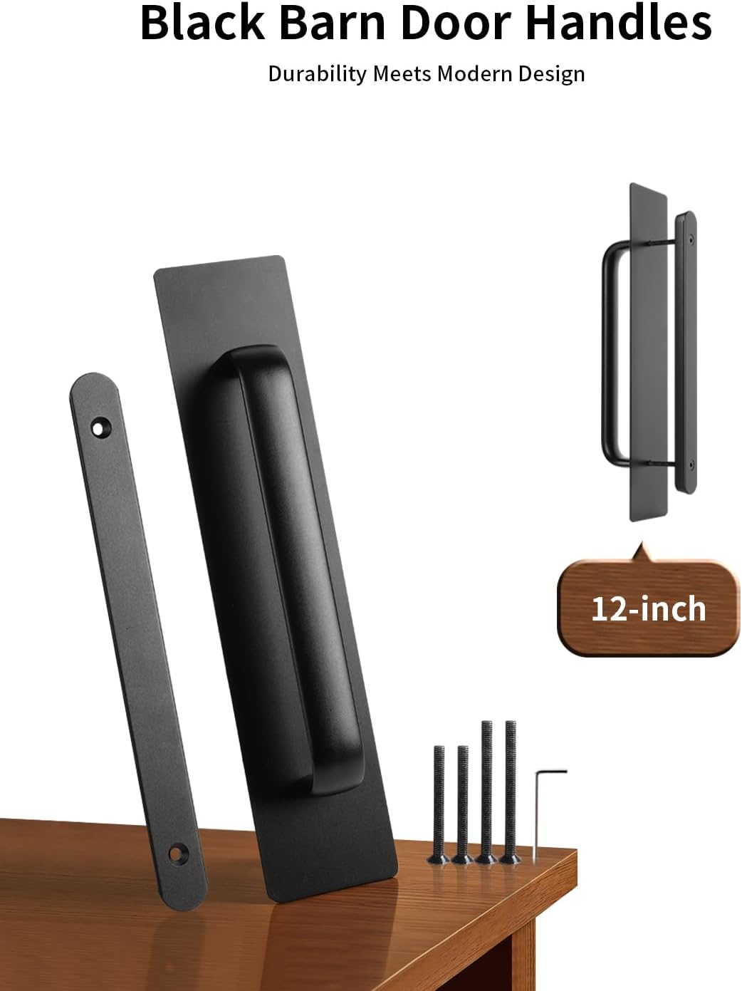 Set Manijas Puerta Corrediza 12pulg Negro Fácil Instalación