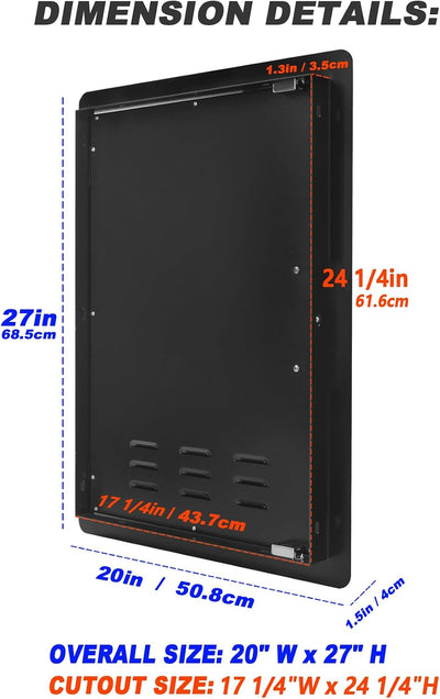 Puerta cocina barbacoa acero negro 17x24pulg
