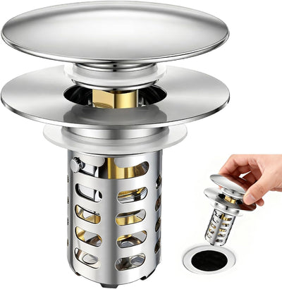 Tapón drenaje baño acero inox extraíble con recogedor