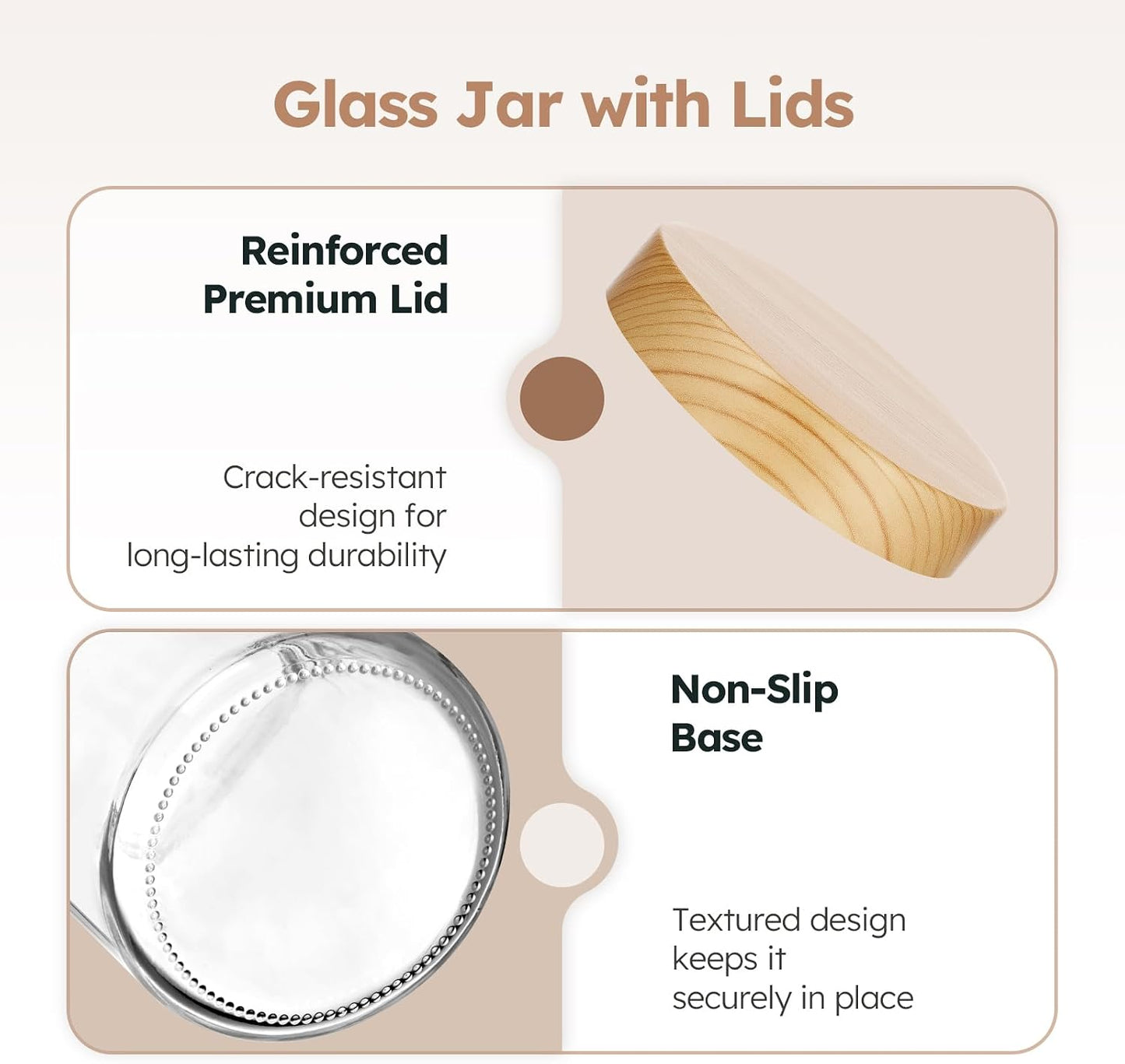 Tarros vidrio 8oz tapas plástico madera set 3 velas