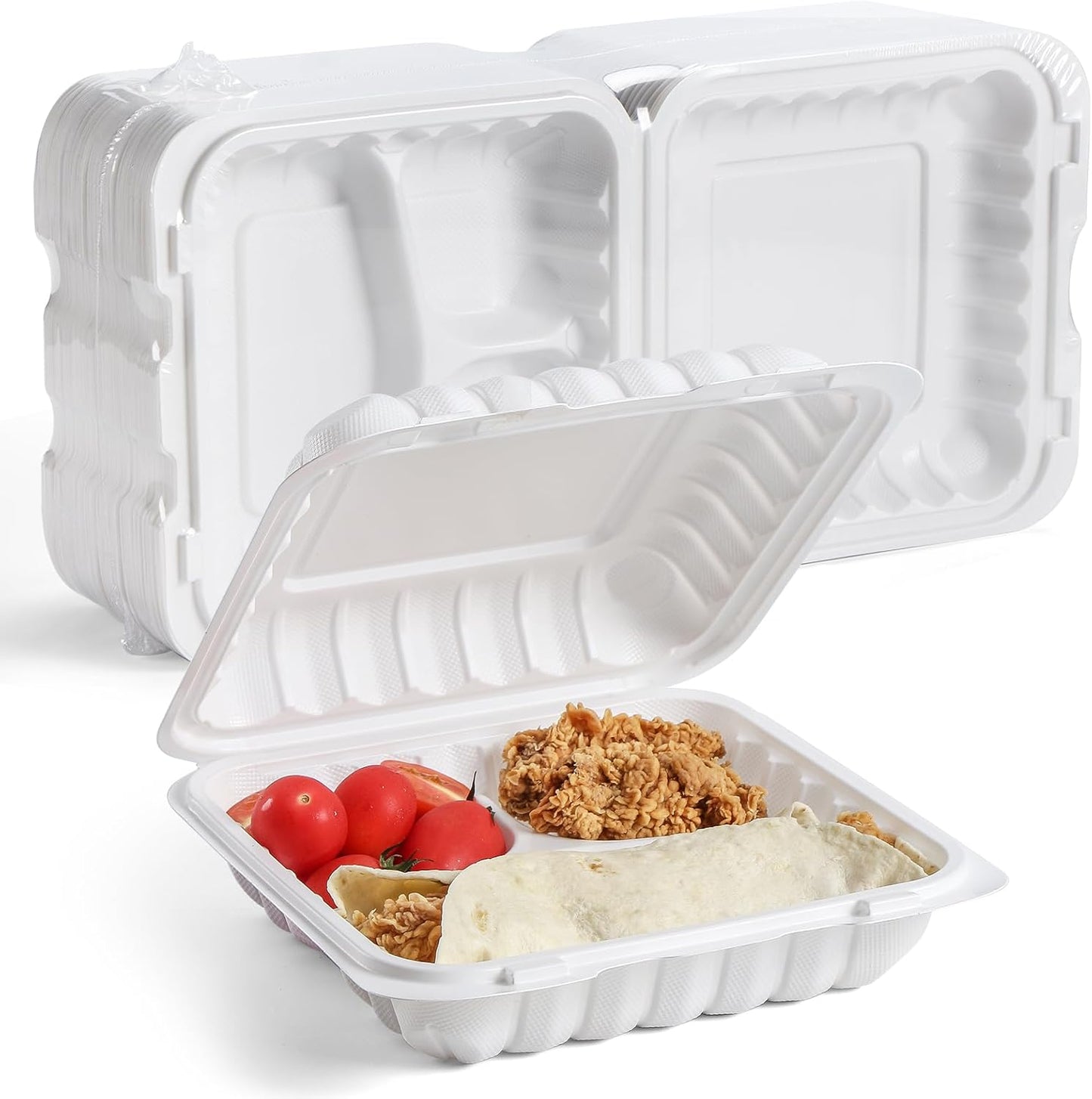 Contenedor comida 8pulg 34oz 3 secciones taza papel 12oz blanca